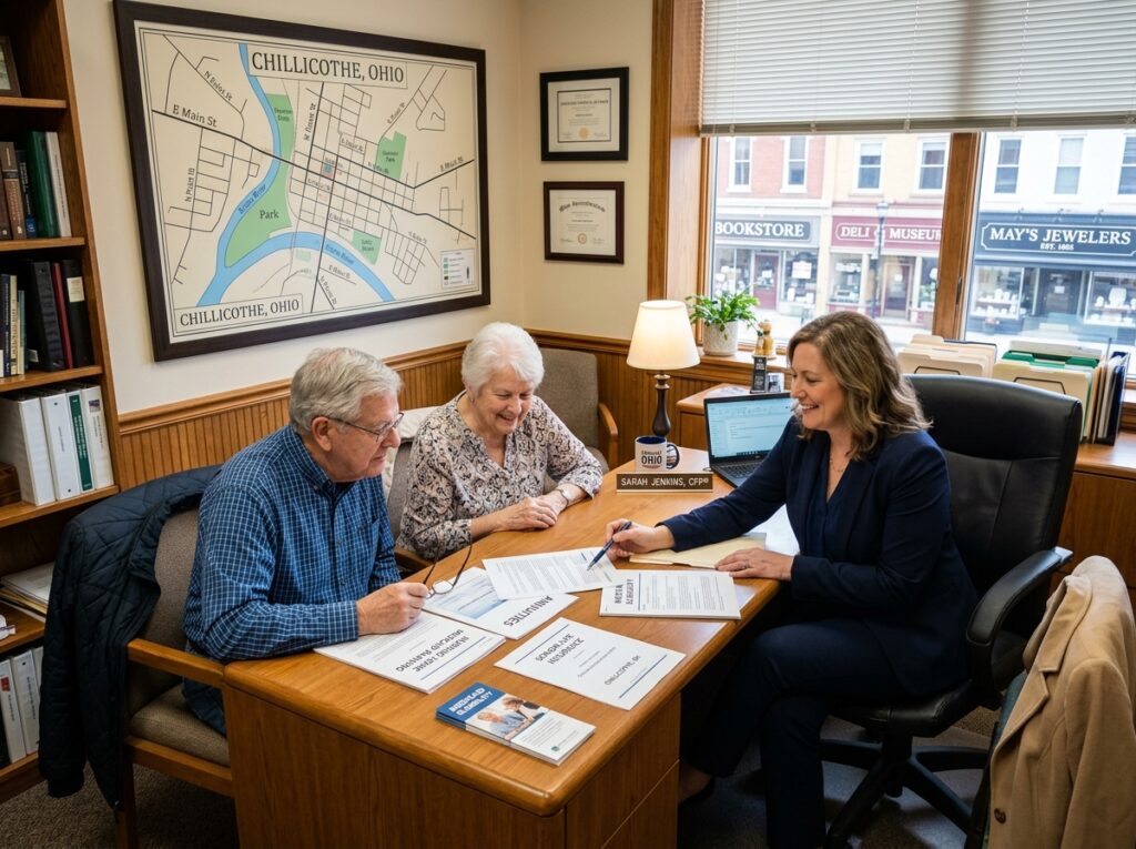 Can you return a long list of insurance agencies and financial planners in Chillicothe, Ohio that assist with nursing home medicaid, annuities, and senior life insurance?